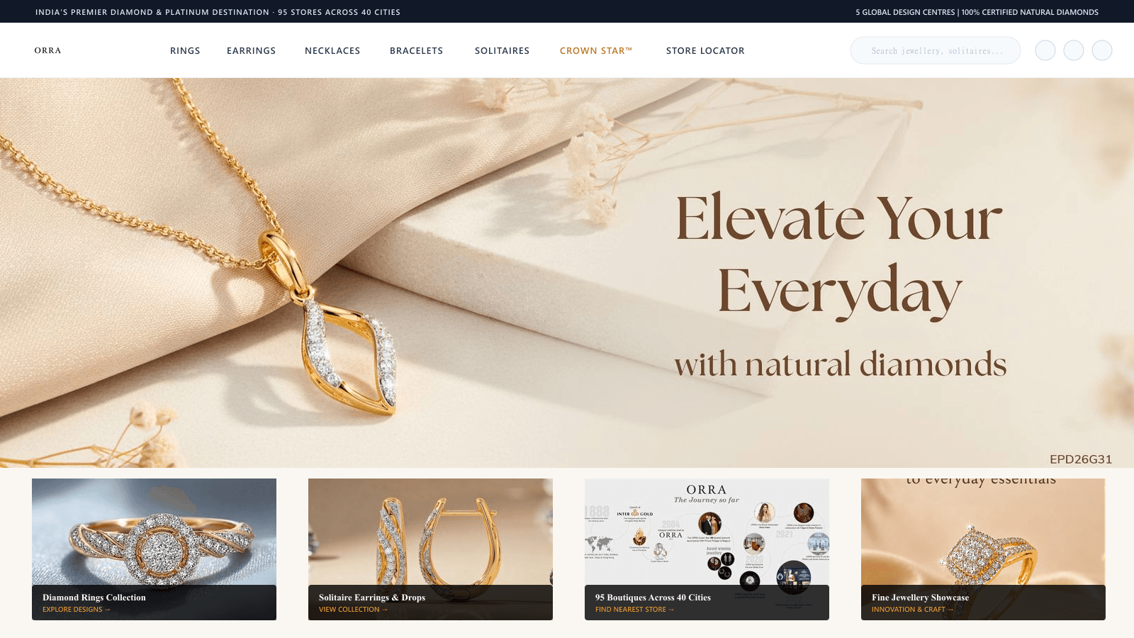 Orra Fine Jewellery live interface visual proof
