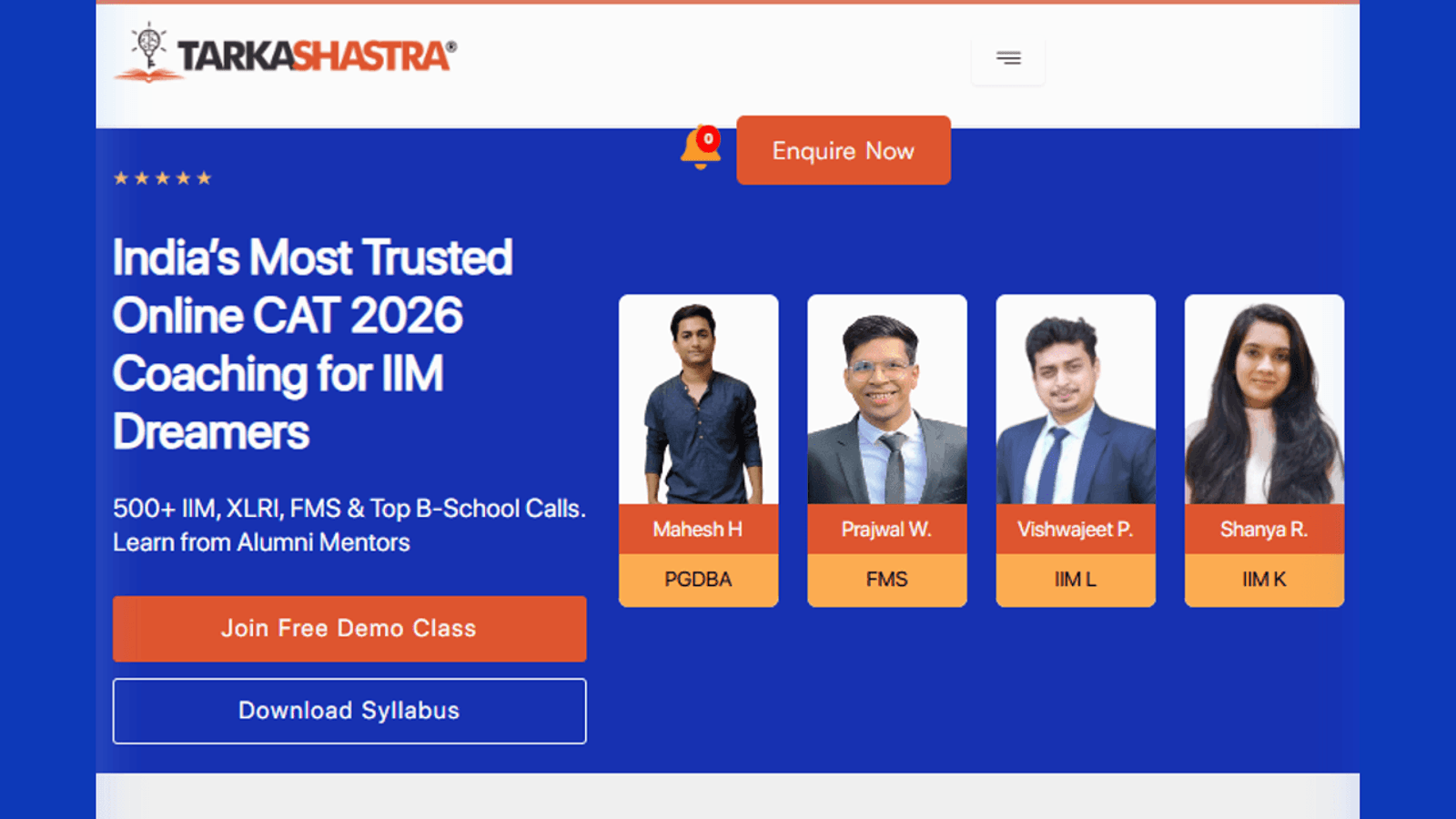Tarkashastra Academy live interface visual proof